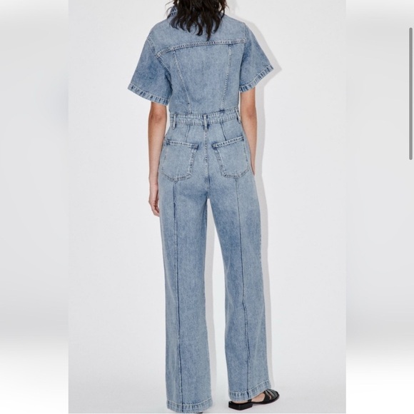 Zara Light Blue Denim Jumpsuit - Picture 3 of 8